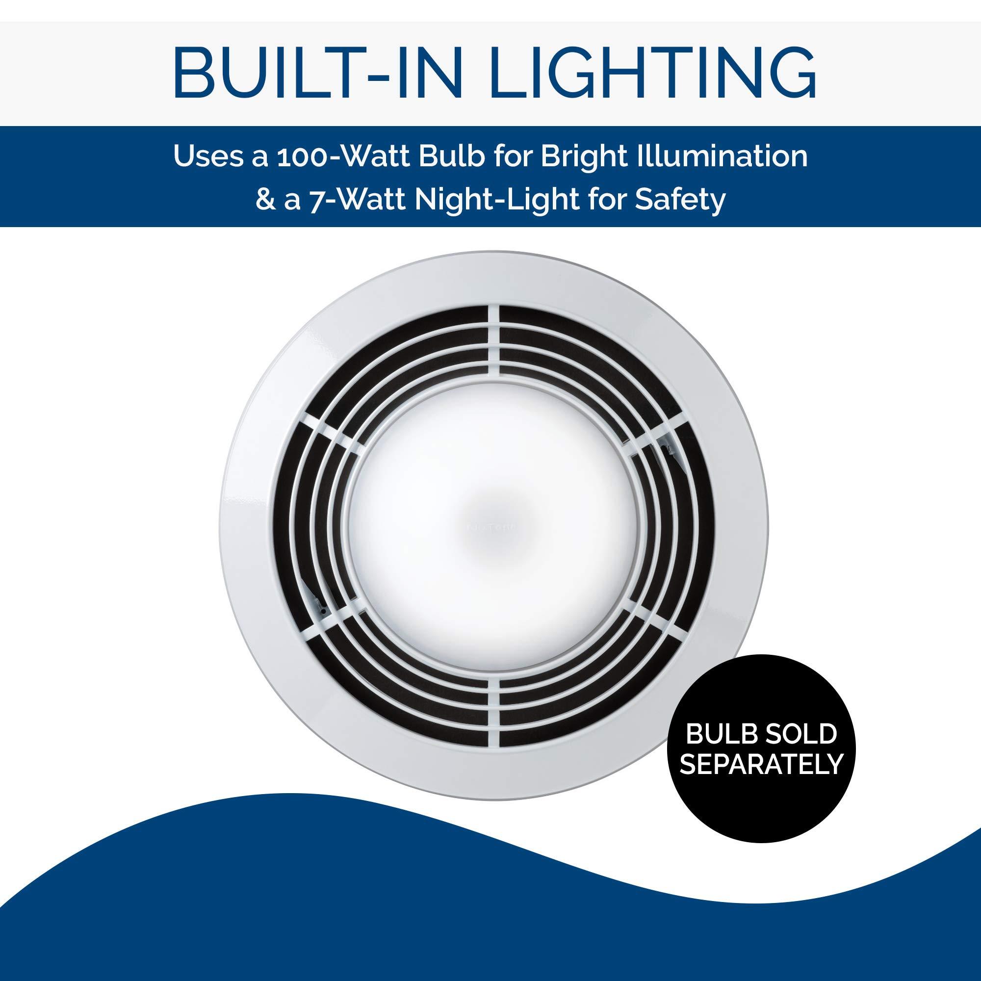 Broan-NuTone Broan-Nutone QT9093WH Heater, Fan, and Light Combo for Bathroom and Home, 4.0 Sones, 1500-Watt Heater and 100-Watt Light, 110 CFM , White, Medium