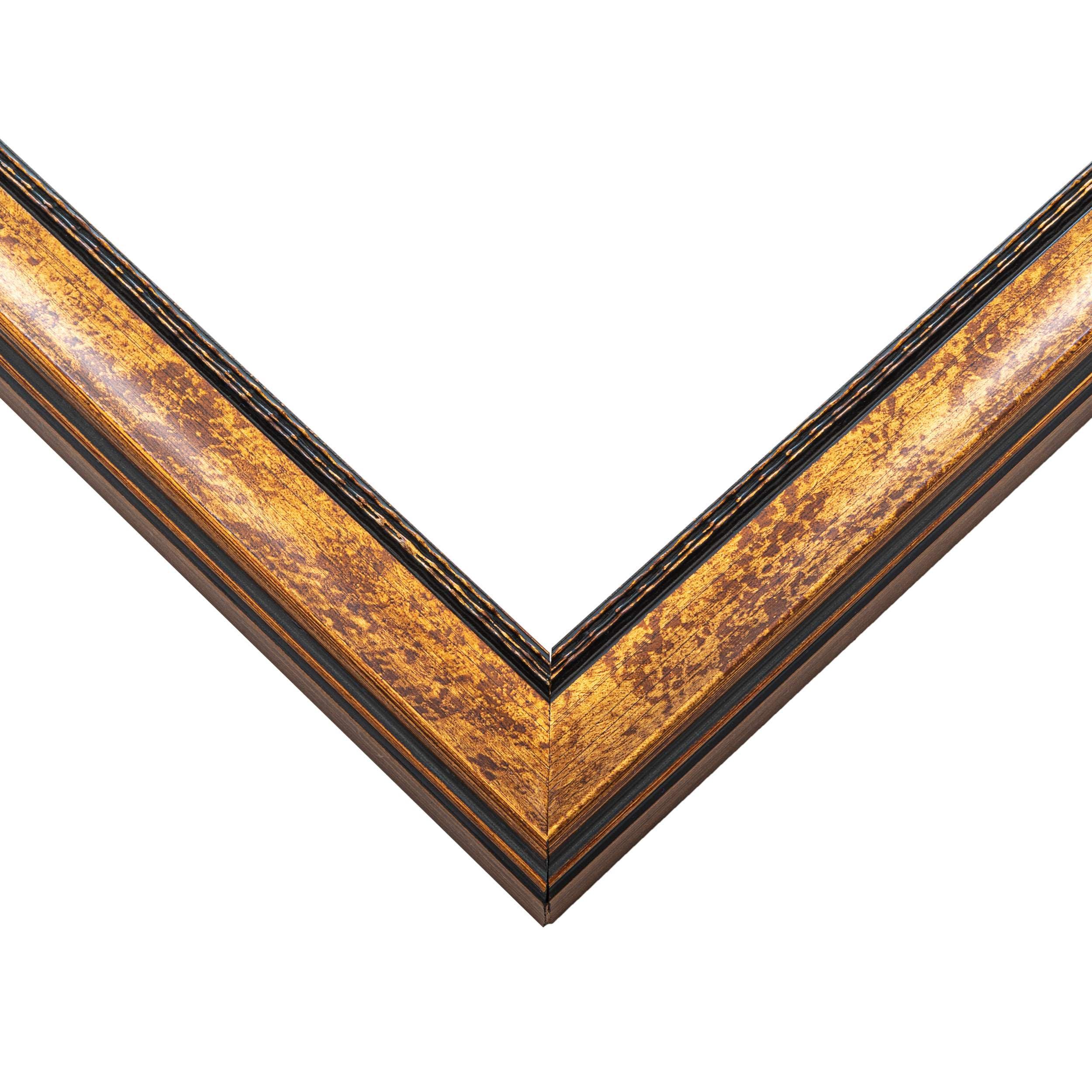 CustomPictureFrames.com 14x7 Frame Gold Real Wood Picture Frame Width 1.25 Inches | Interior Frame Depth 0.5 Inches | Garrin Gold Traditional Photo Frame Complete with UV Acrylic, Foam Board Backing & Hanging Hardware