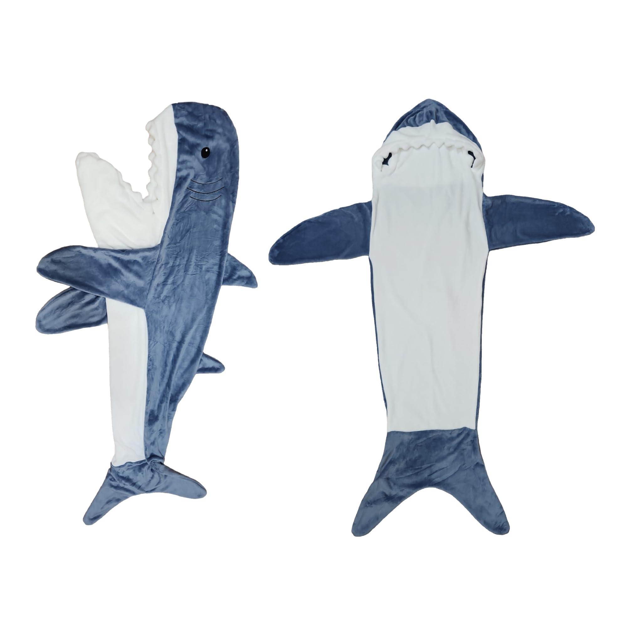 Generic Generic Mr_OP, shark blanket, shark wearable blanket, adult shark blanket wearable, shark blanket hoodie onesie. (BLUE, Medium)