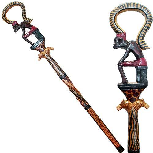 Stoneage Arts Global African Wood Decorative Walking Stick (Hand Made in Kenya) (Wise Man)