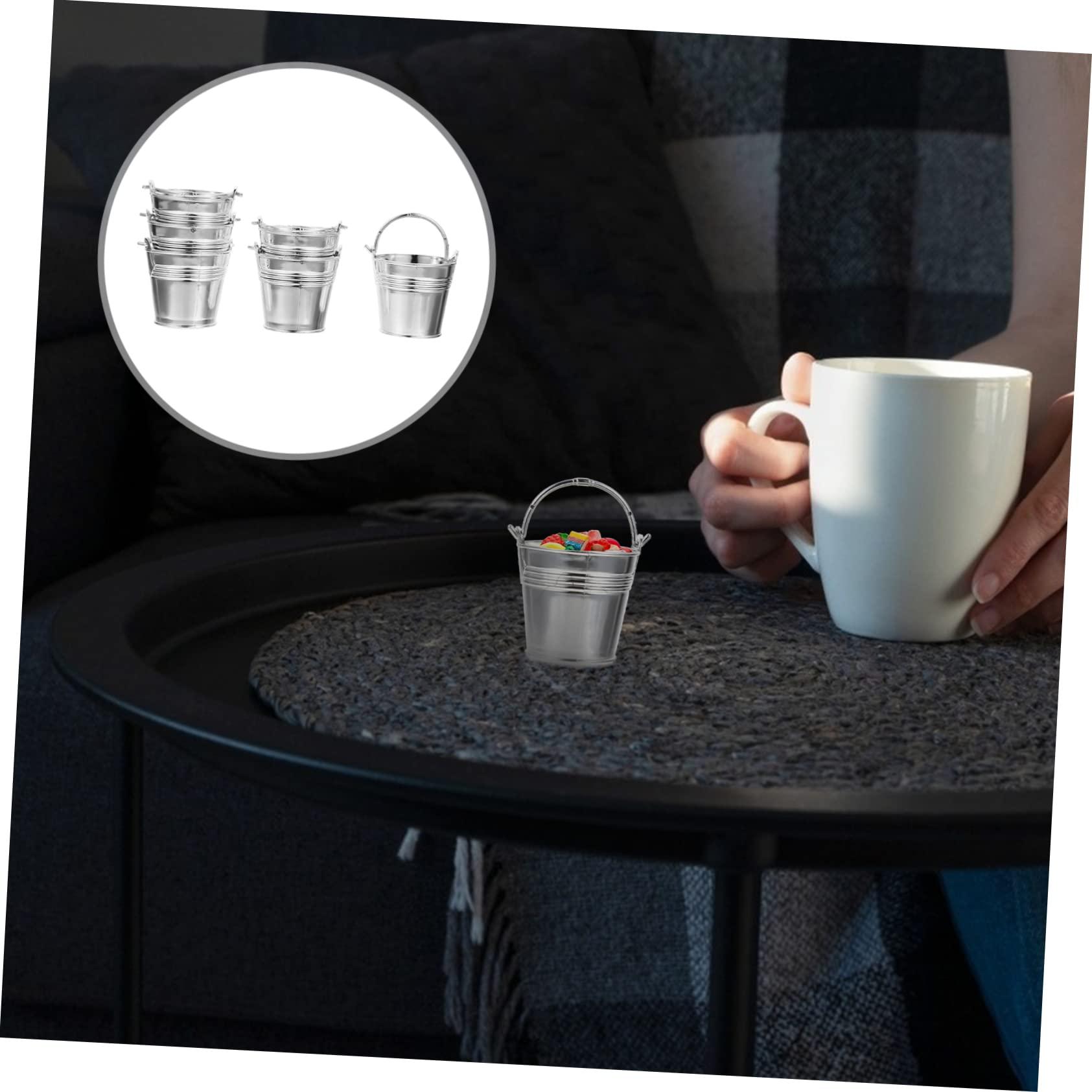 MERRYHAPY MERRYHAPY 10pcs Snack Bucket Maple Syrup Candy Mini Pail Jars Popcorn Grease Container Candy Tray Wicker Test Tube Holder Dispenser Foldable Mini Galvanized Buckets Basket Kit Silver Plastic