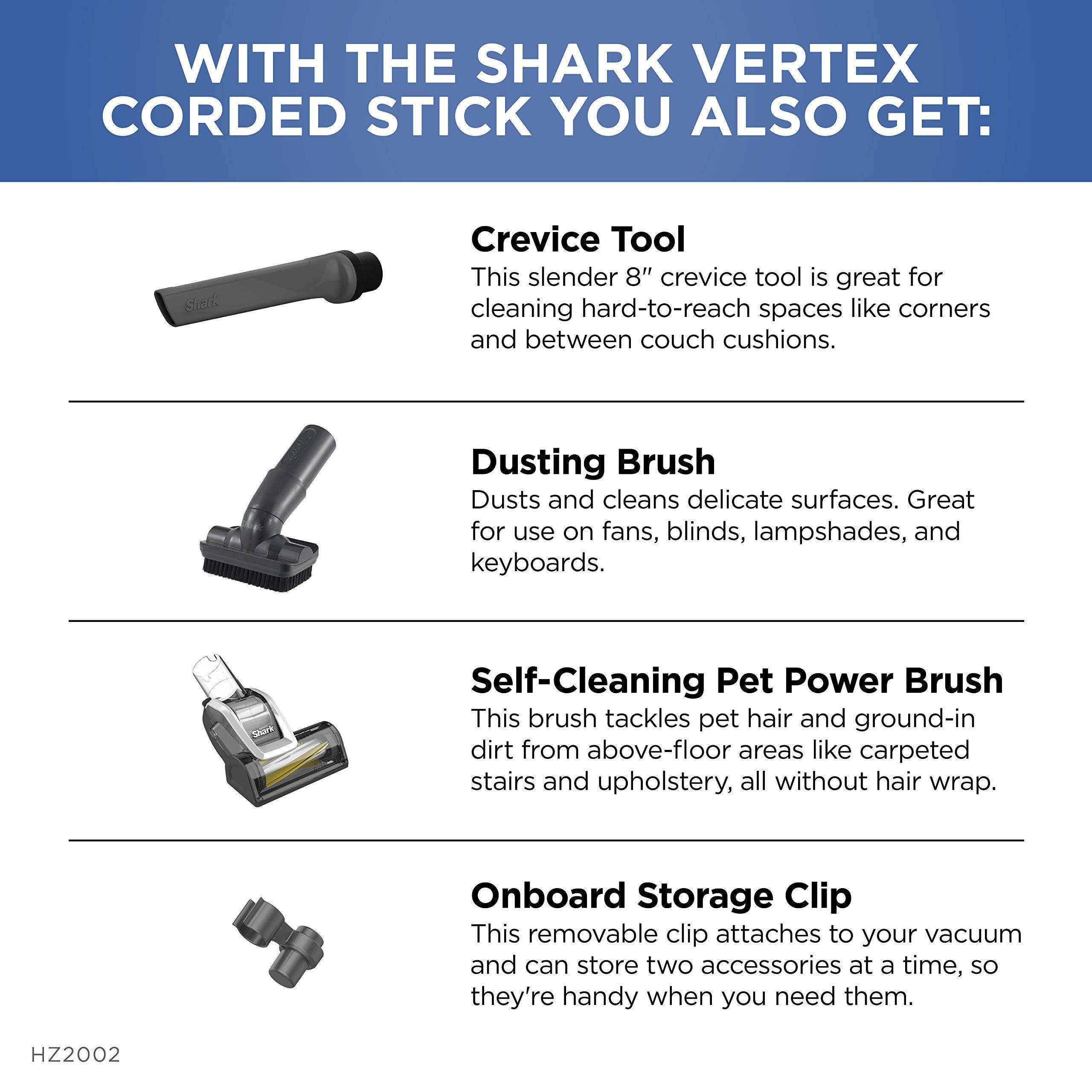 Shark Shark HZ2002 Vertex Ultralight Corded Stick DuoClean PowerFins & Self-Cleaning Brushroll, Perfect for Pets, Removable Hand Vacuum, Upholstery Tool, Dusting & Power Brushes, Cobalt Blue