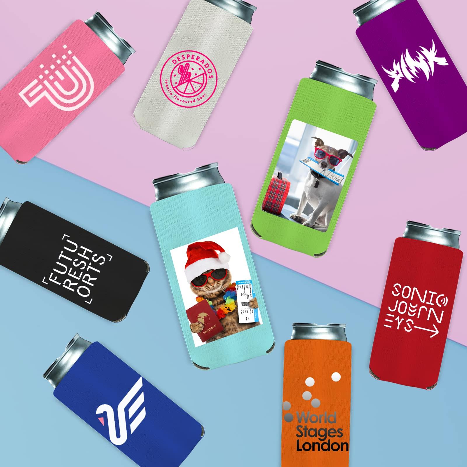 HomeLoft Basics Personalized Can Cooler Sleeves Custom Slim Beer Cozy Bulk Customized with Image Text Logo Insulated Beverage Bottle Holder Cover for Wedding Birthday Party