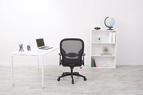 Space Seating SPACE Seating Breathable Mesh Black Back and Padded Mesh Seat, 2-to-1 Synchro Tilt Control, Adjustable Arms and Lumbar Support with Gunmetal Finish Base Managers Chair