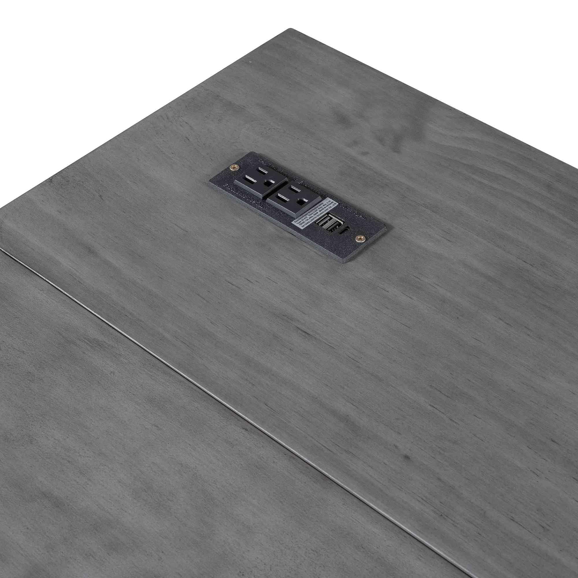 ATY ATY Queen Size Murphy Bed with Large Storage Drawer & Charging Station, Space Saving Platform Bedframe for Bedroom, Guestroom, No Box Spring Required, Gray