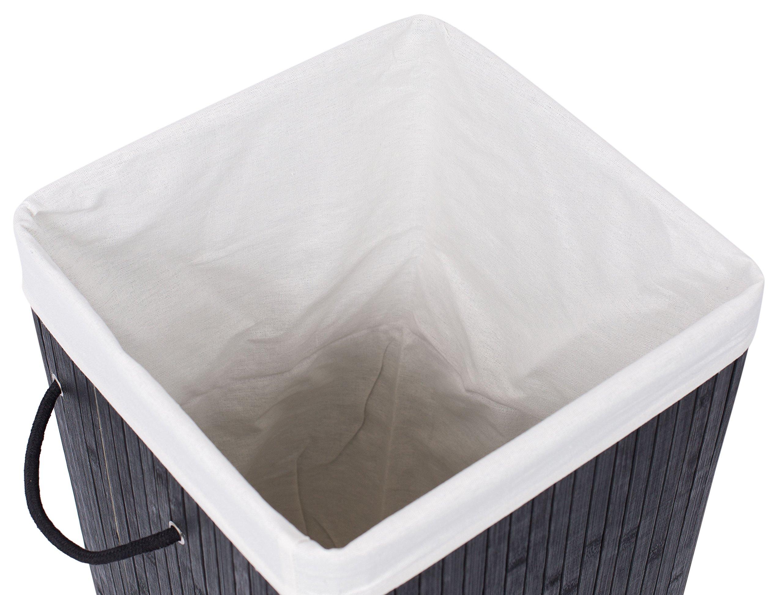 BirdRock Home BIRDROCK HOME Square Laundry Hamper with Lid and Cloth Liner, Medium Basket with Soft Handles, Durable Collapsible Fabric Bin for Clothes,Towels, Dorm, Narrow Closet, Bedroom, Dirty Laundry - Espresso