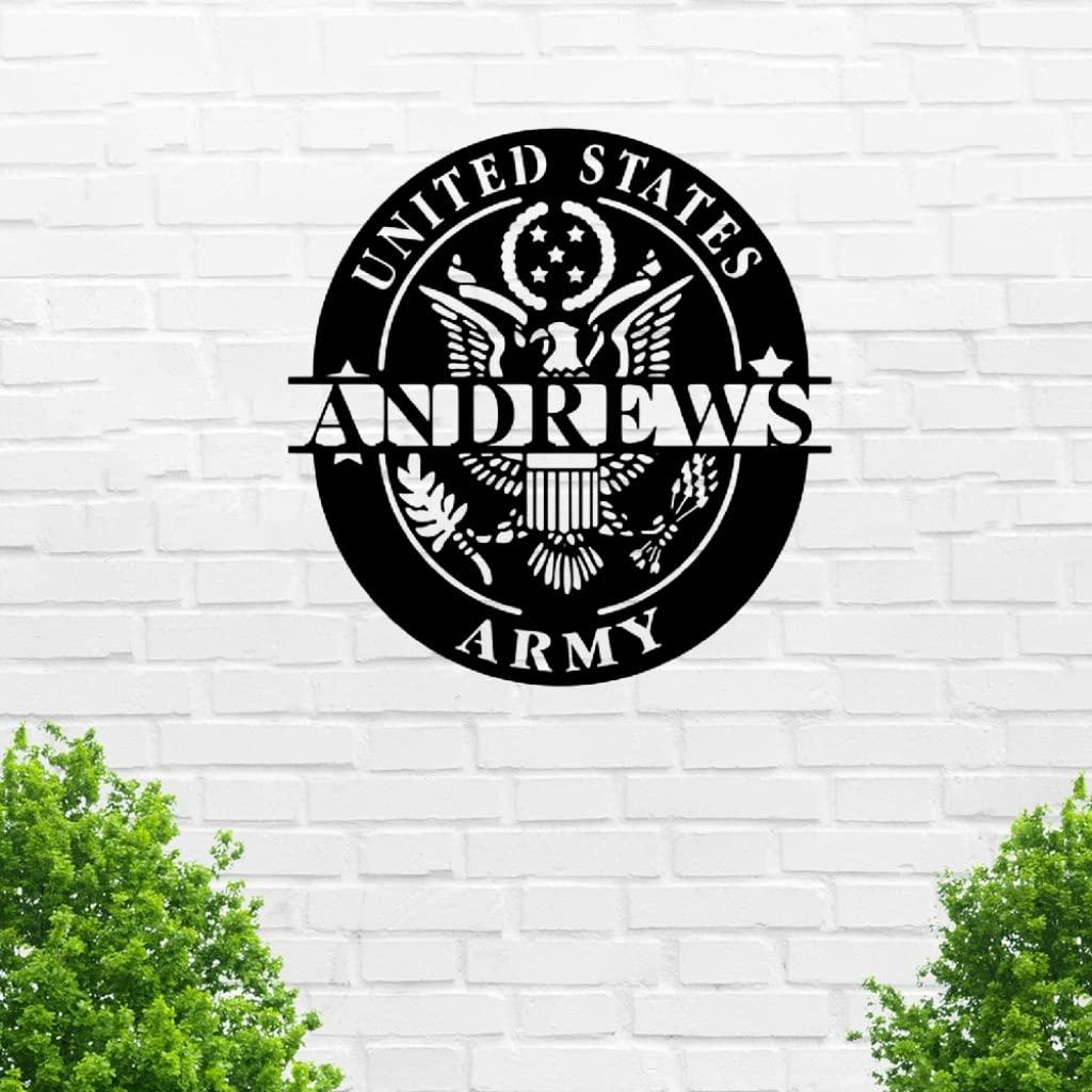 VVEDESIGN VVEDesign Custom Army Metal Wall Sign - Personalized Army Wall Art - Housewarming Gift - Metal Home Decor - Indoor Sign