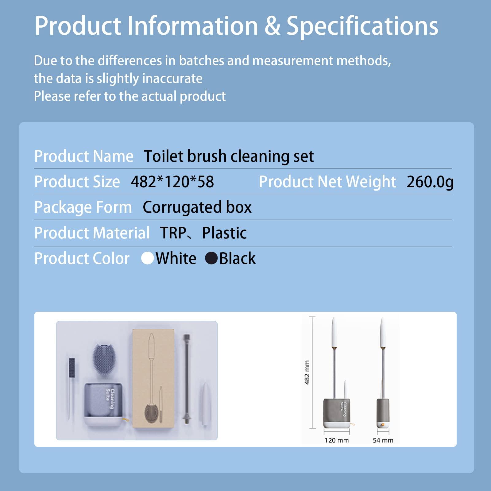 Homy Timy Silicone Toilet Brush - Soft Flat Toilet Brush and Holder,Silicone Flex Toilet Brush and Bathroom Crevices Brush, Compact Toilet Bowl Cleaner Brush Set, Wall Mounted/Floor Standing. (White)