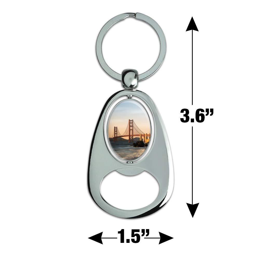 GRAPHICS & MORE Golden Gate Bridge San Francisco Keychain Chrome Metal Spinning Oval Bottle Opener