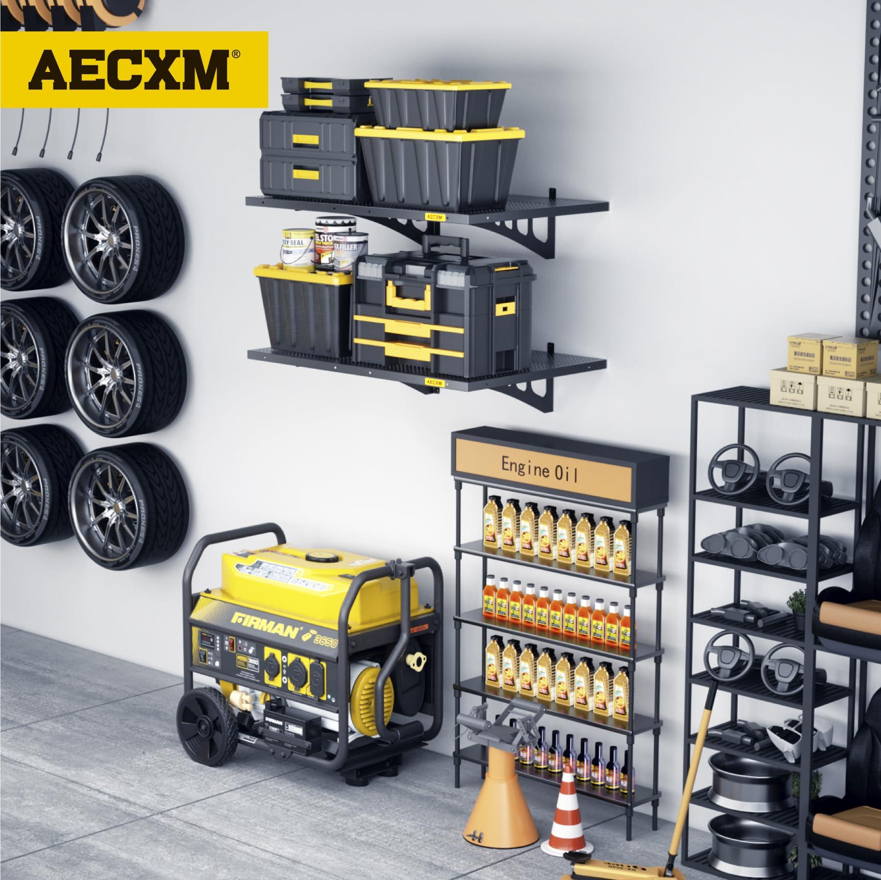 Aecxm Aecxm 2-pack-2x3ft Garage Shelving 560lbs Heavy Duty Garage Wall Shelving 24-inch-by-36-inch Garage Shelf Wall Mount (Black)