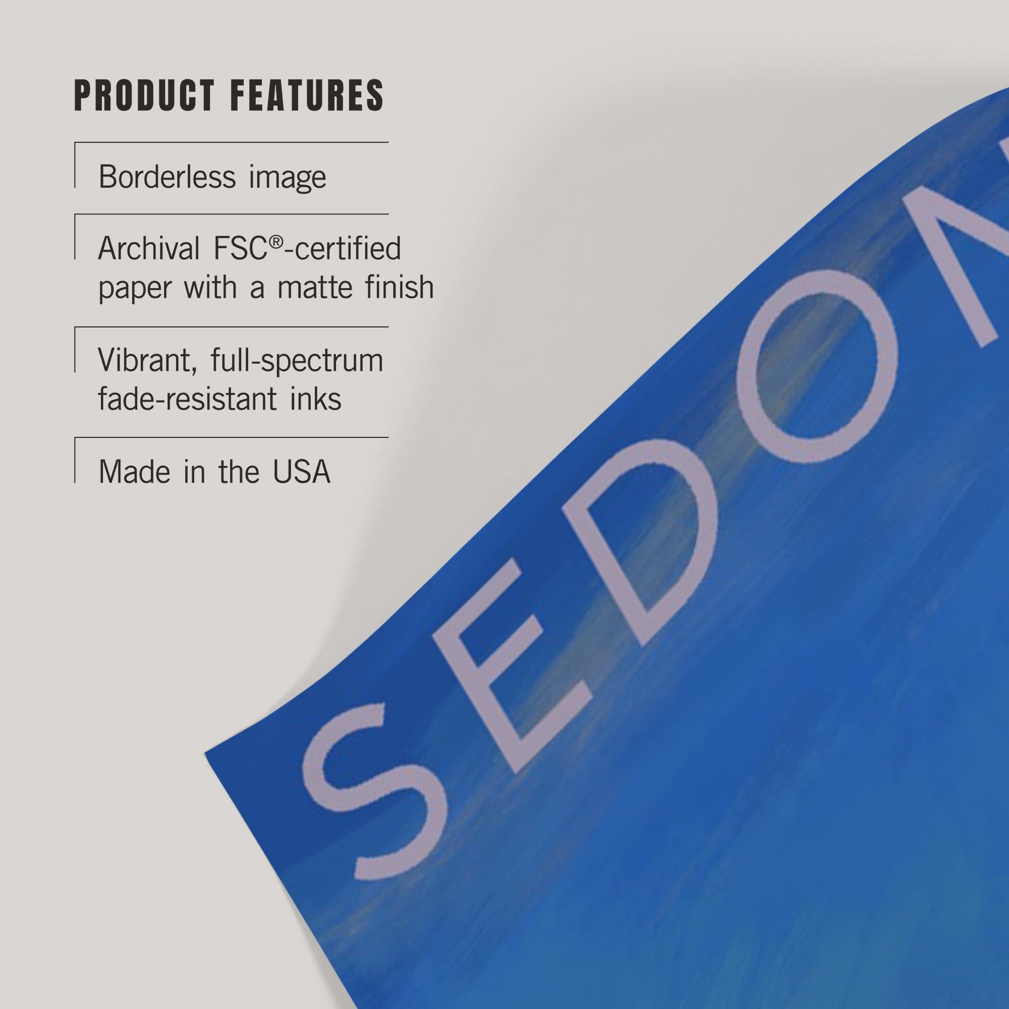 Lantern Press Lantern Press 36x54 Inch Giclee Art Print Wall Decor, Sedona, Arizona, Cathedral Rock, Moon, Oil Painting