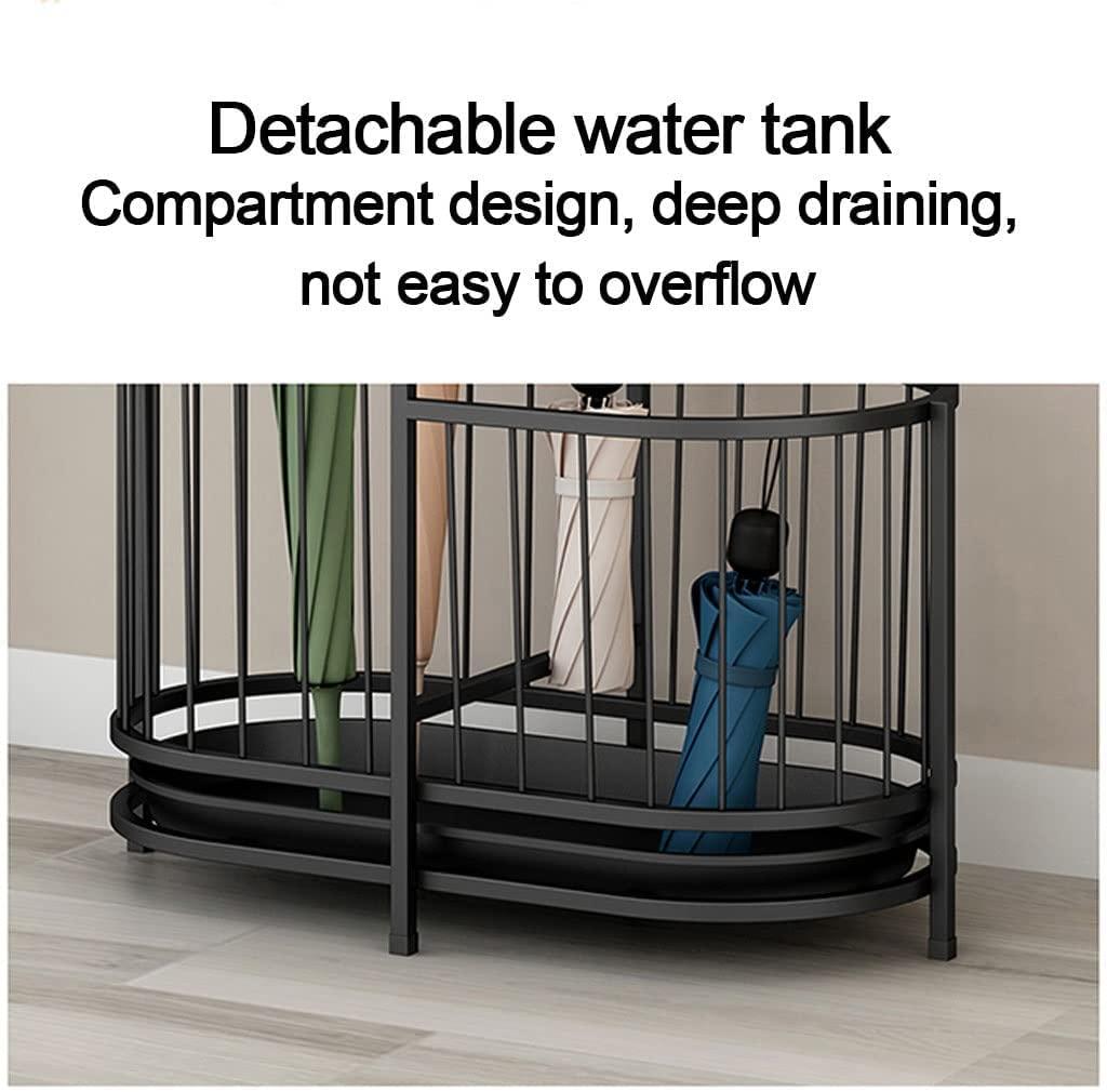 KYTGFH KYTGFH Umbrella Stand, Modern Metal Umbrella Rack, Umbrella Stand Holder for Entryway, Umbrella Stands Indoor with Drip Water Tray and 5 Fixing Hooks, Walking Stick Holders Part,Gold,Large