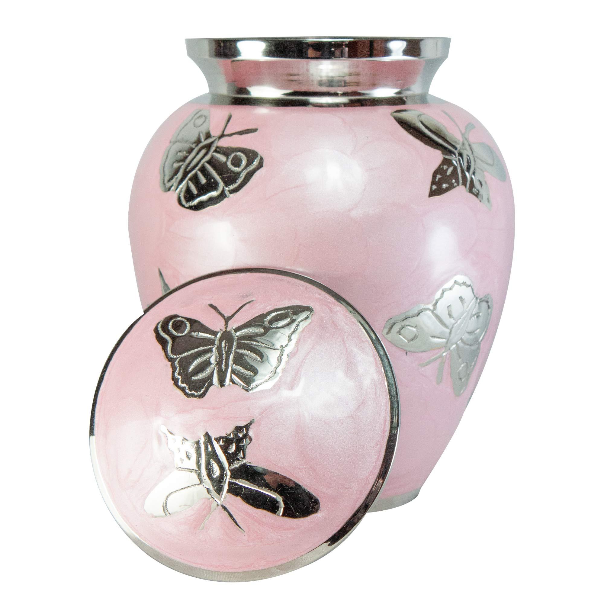 NWA Pink Butterfly Medium Cremation Urn with Personalization