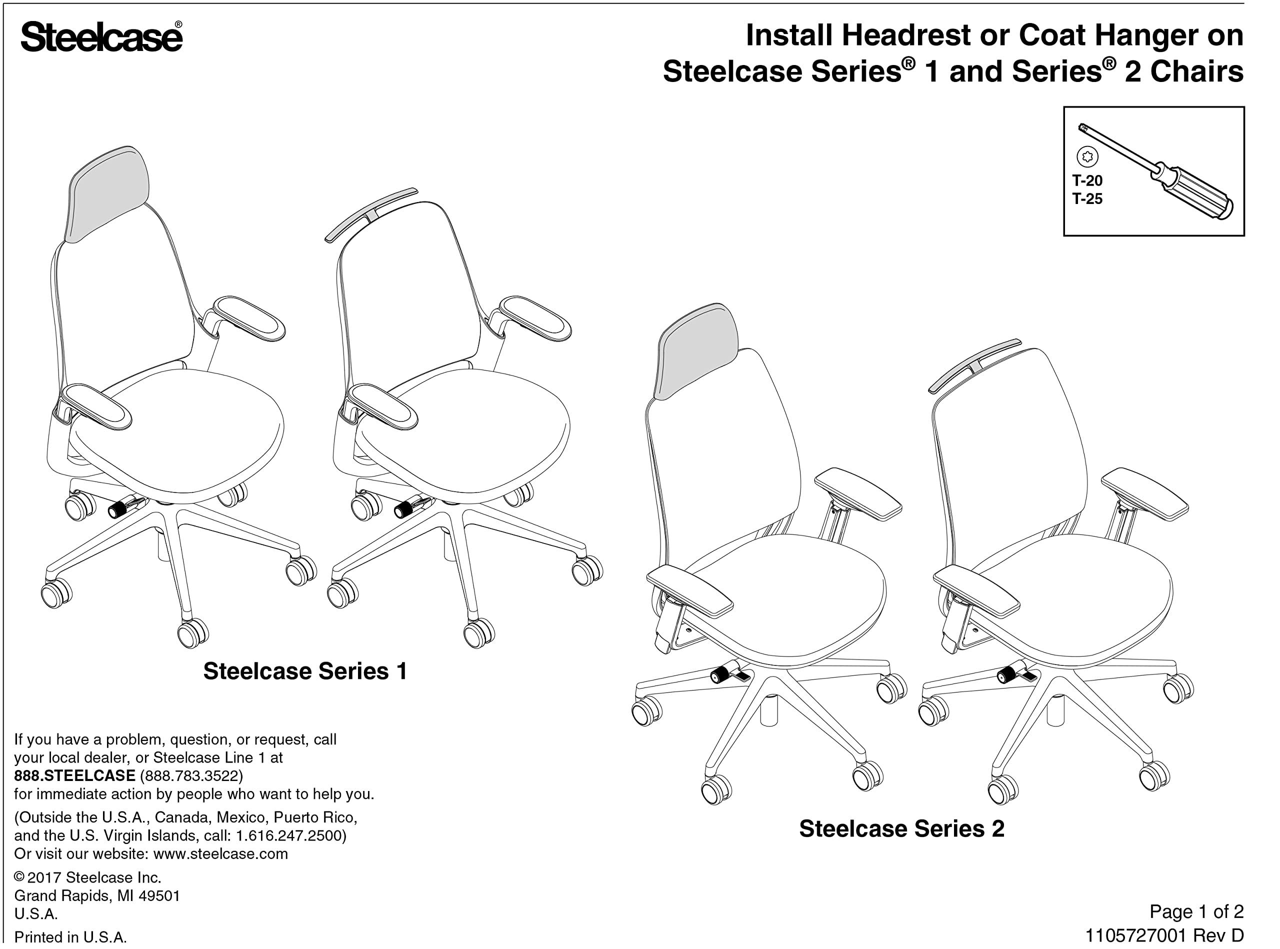 Steelcase Steelcase Series 1 Headrest ONLY, Graphite Frame with 3D Microknit Fabric (Royal Blue)