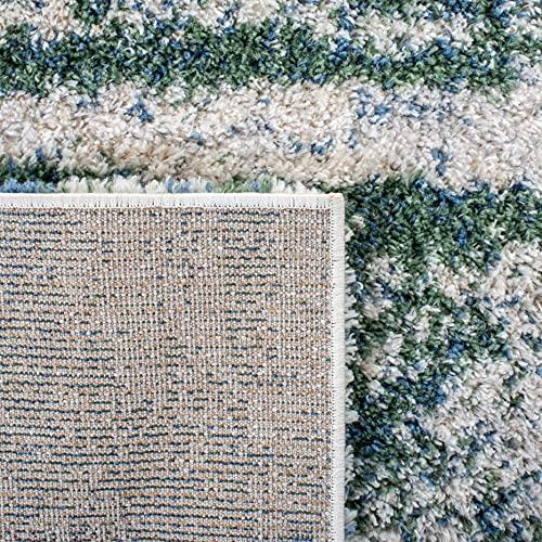 Safavieh SAFAVIEH Berber Shag Collection Area Rug - 9' x 12', Green & Beige, Modern Abstract Design, Non-Shedding & Easy Care, 1.2-inch Thick Ideal for High Traffic Areas in Living Room, Bedroom (BER219Y)