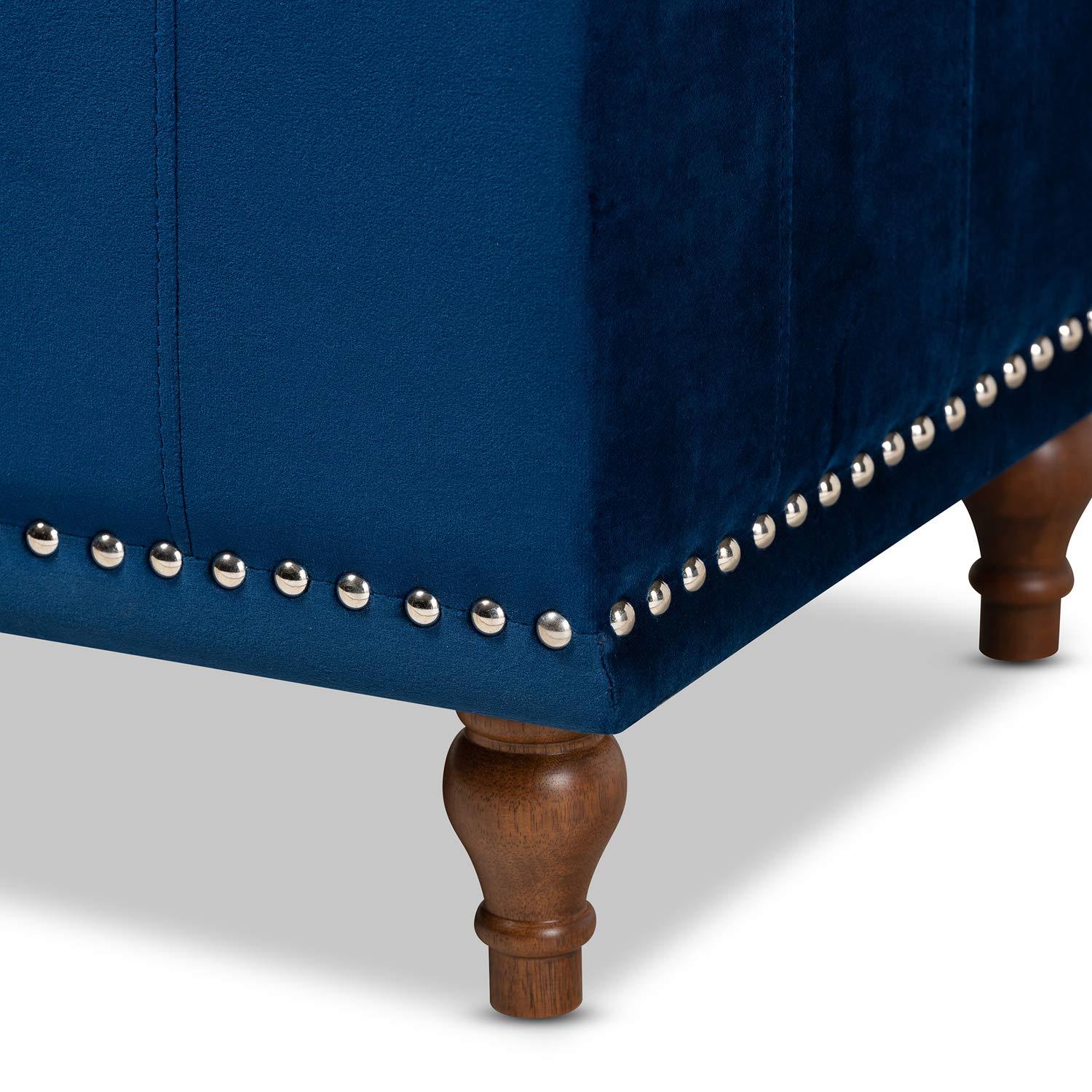 Baxton Studio Baxton Studio Kaylee Modern and Contemporary Navy Blue Velvet Fabric Upholstered Button-Tufted Storage Ottoman Bench