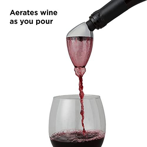 Rabbit Rabbit Wine Aerator and Pourer, 7-Inch, Silver/Black/Clear