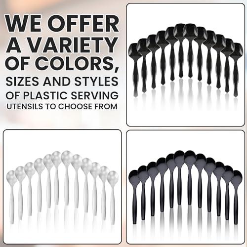 C&S Event Supply Co. 8.5\" Black Plastic Serving Spoons for Buffet, Bulk 12 Count, Heavy Duty Disposable Spoon, Large Plastic Serving Utensils for your Catering Supplies, Events, Party, and Weddings by C&S Event Supply Co.