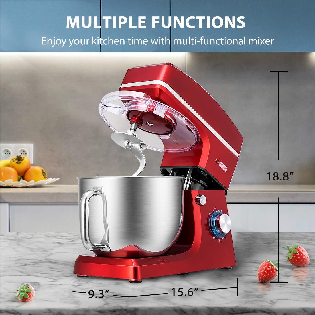 VIVOHOME VIVOHOME 7.5 Quart Stand Mixer, 660W 6-Speed Tilt-Head Kitchen Electric Food Mixer with Beater, Dough Hook, Wire Whip, and Egg Separator, Red