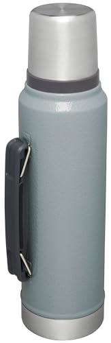 STANLEY Stanley Classic Vacuum Insulated Wide Mouth Bottle - Hammertone Silver - BPA-Free 18/8 Stainless Steel Thermos for Cold & Hot Beverages - 1.1 QT