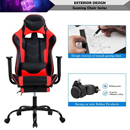 YIQIEDEY Gaming Chair, Video Game Chair, Cheap Computer Gaming Chair PU Leather High Back PC Gaming Chair Ergonomic Racing Swivel Office Desk Chair with Headrest and Lumbar Support for Adults Kids Red