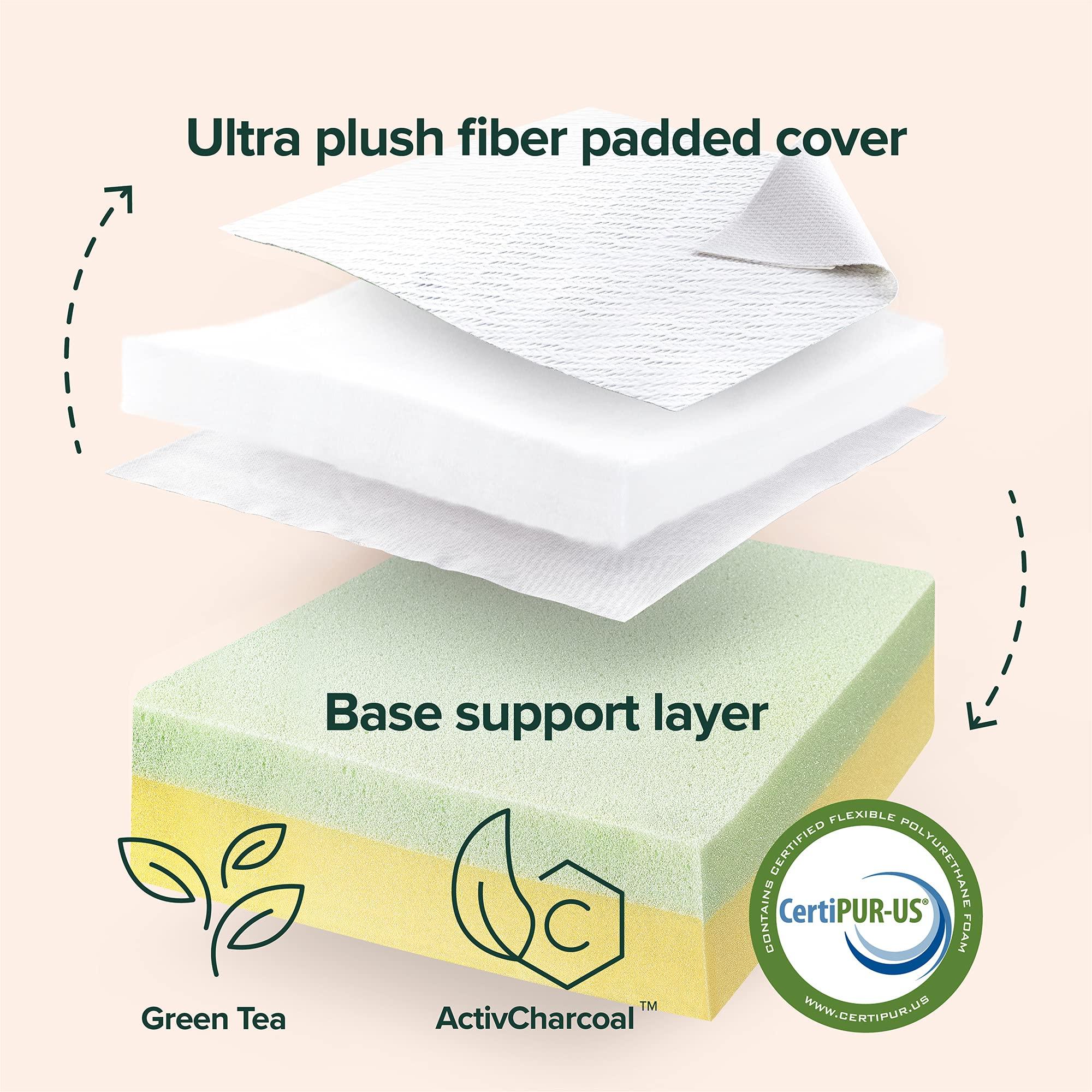 Zinus ZINUS 4 Inch Cloud Memory Foam Mattress Topper, Quilted Plush Mattress Topper, Green Tea Memory Foam Mattress Topper, Queen