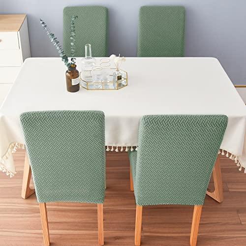 VIKAUL VIKAUL Set of 4 Chair Seat Cover Stretch Jacquard Chair Slipcover Washable Removable Chair Protector Dining Chair Covers for Dining Room Kitchen Banquet Hotel,Green