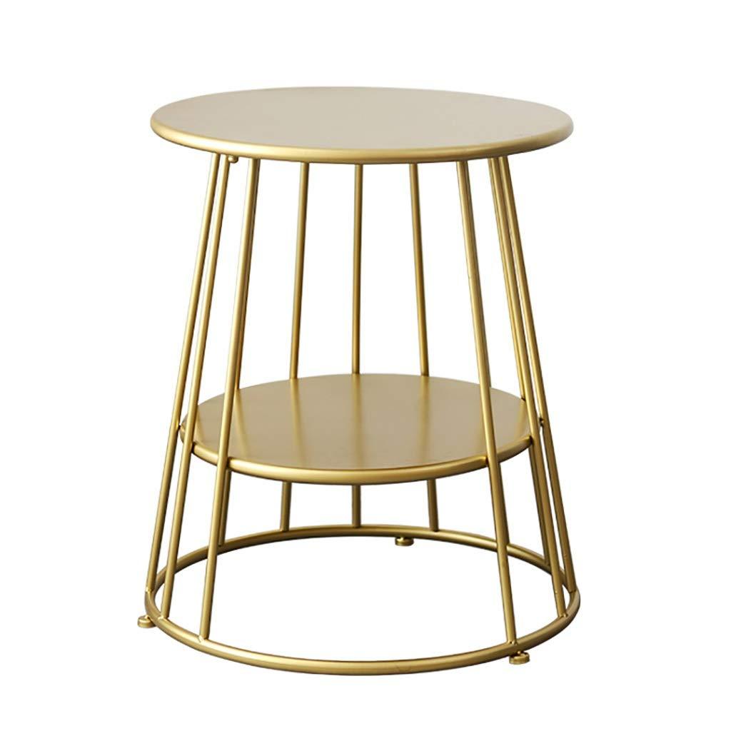 ZWJLIZI ZWJLIZI Coffee Table, European Wrought Iron Double Sofa Side Table, Round Tea Table in Living Room (55x53cm) (Color : A)