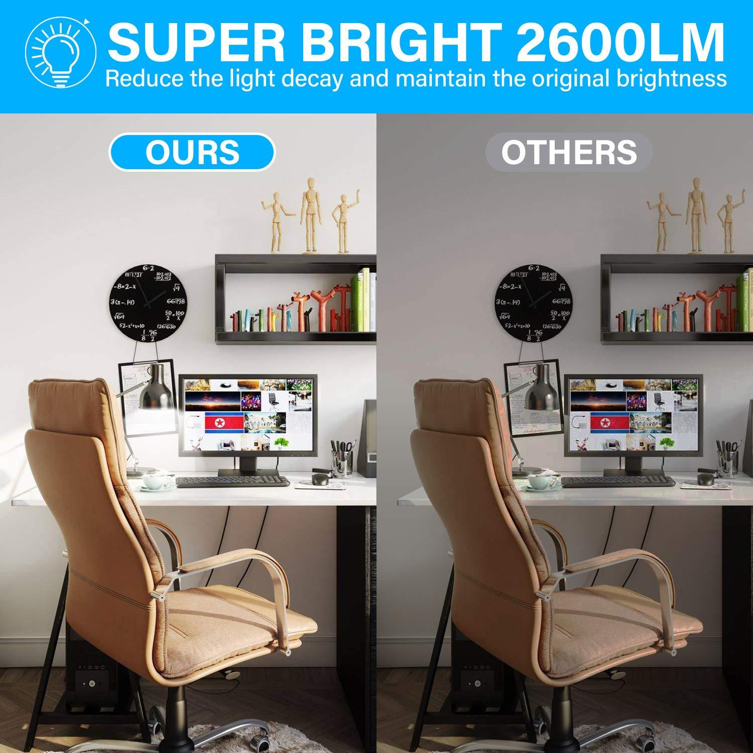 MAXvolador MAXvolador A21 LED Light Bulbs, 150 Watt Equivalent Daylight White 5000K, 2600LM, E26 Base, Non-Dimmable, 19W Bulbs Commercial Lighting, Pack of 6