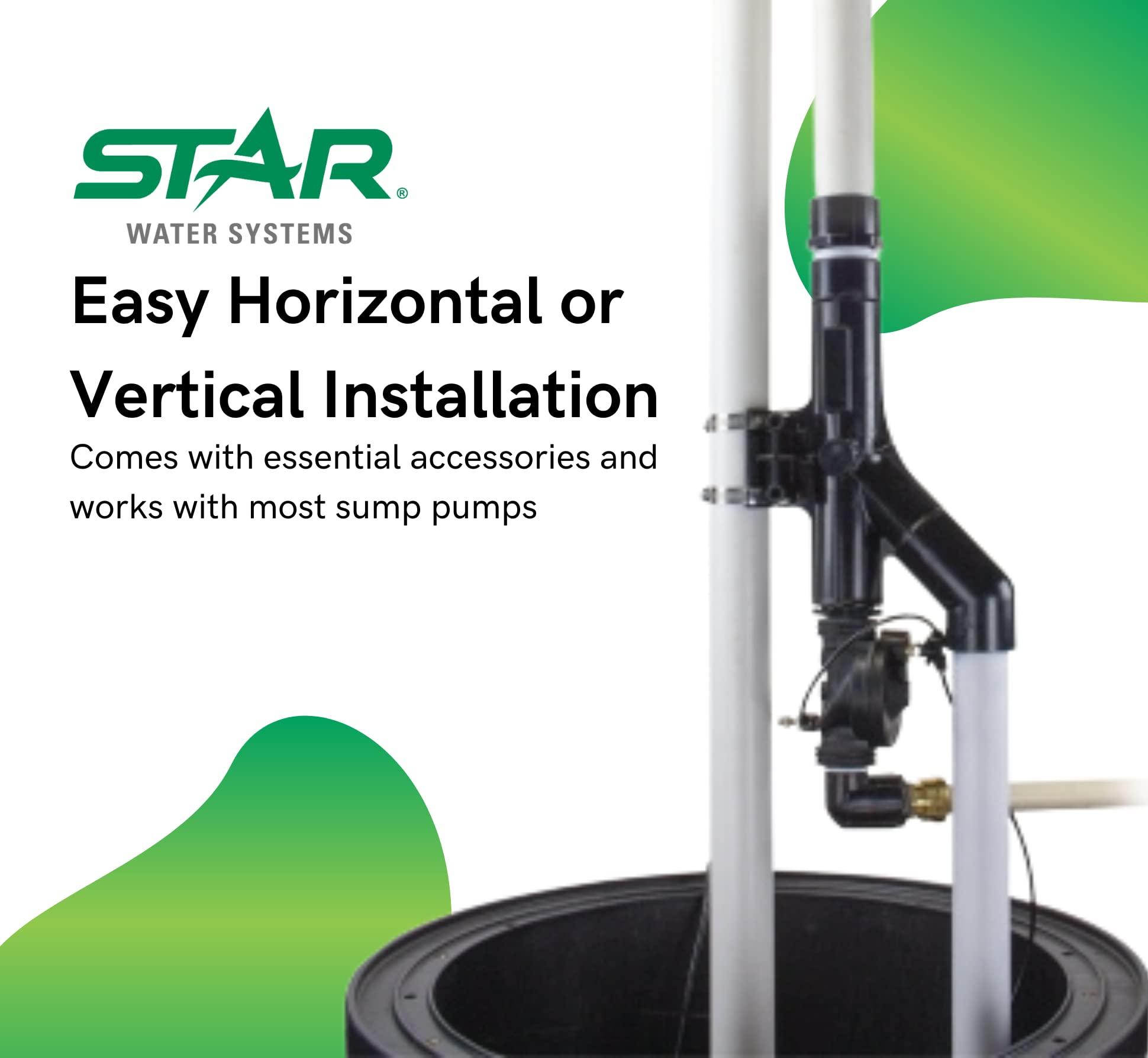Star Basement Sentry Water Powered Backup Sump Pump System (STWB140) Uses Water Pressure - No Electricity or Batteries Required, Automatically Self Activates in Emergency & Pumps up to 20 GPM