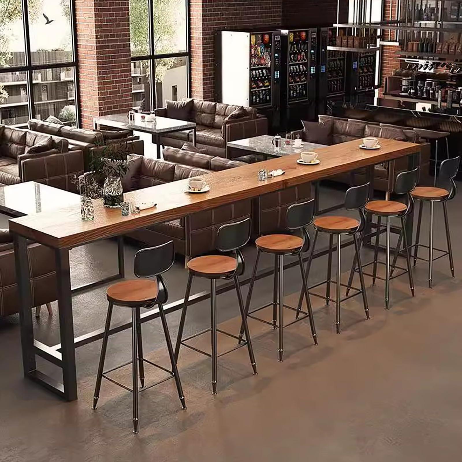 Hwijk Farmhouse Bar Table Pine Wood Rectangular Bar Height Table Industrial Tall Kitchen Dining Table Long Bar Table Counter Height Table for Coffee Shop Small Space,No Stool