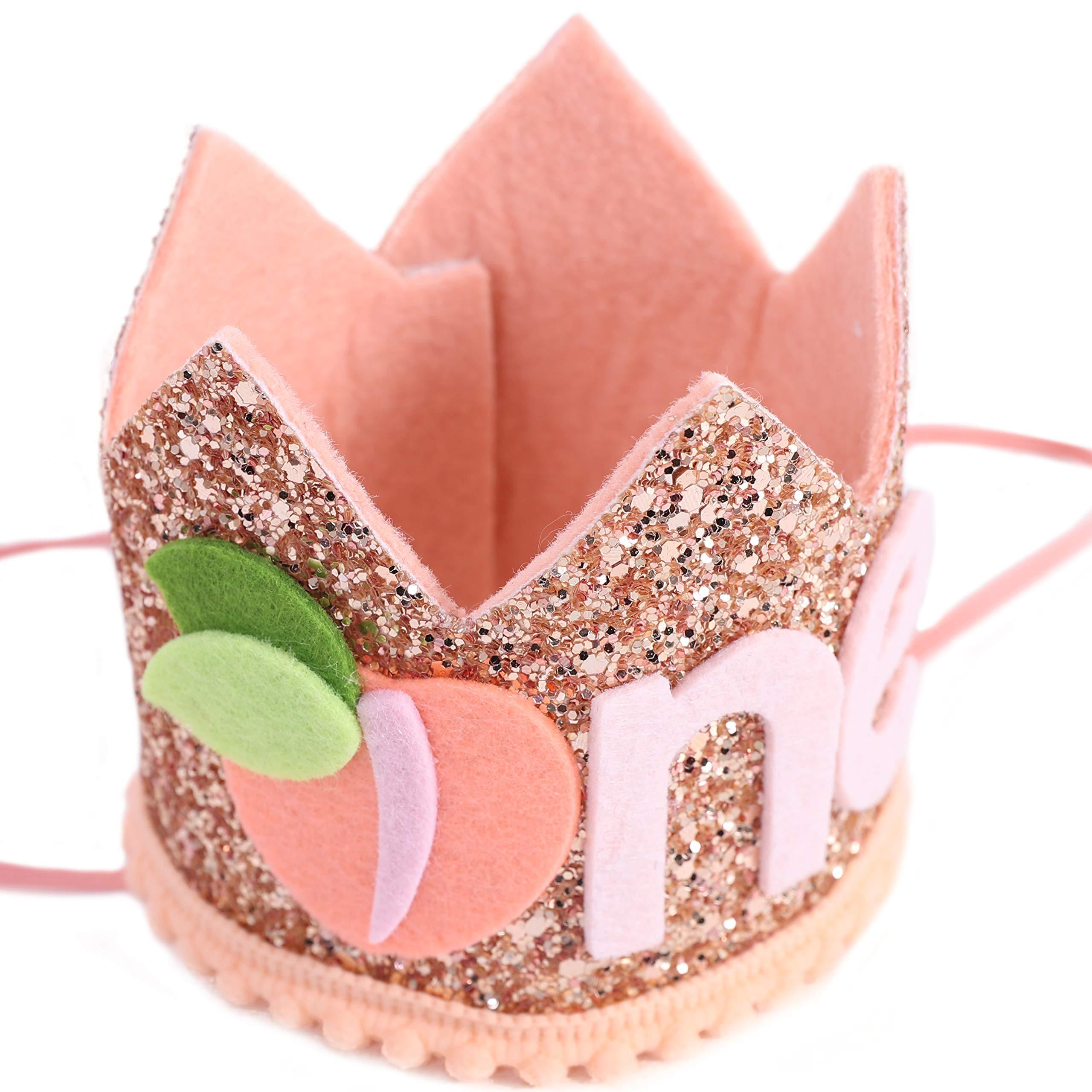 WAWUO WAWUO Birthday Crown for First Birthday Party, Peach Costume Headwear for Baby - Best Kids\' Party Hat for Photo Booth Props