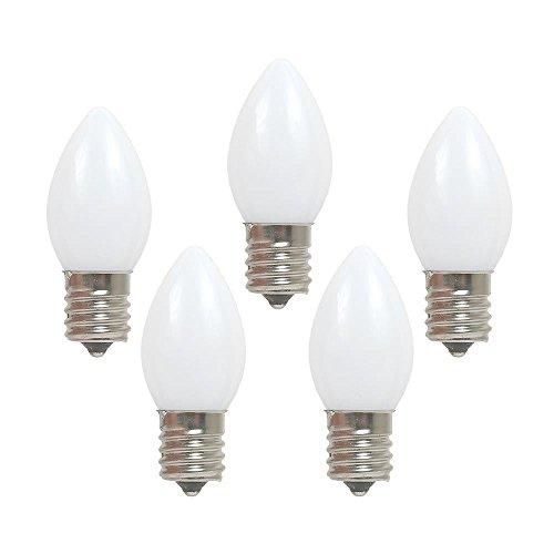 Novelty Lights Novelty Lights 25 Pack C7 LED Ceramic Outdoor Patio Party Christmas Replacement Bulbs, White, 3 LED\'s Per Bulb, Plastic, Energy Efficient