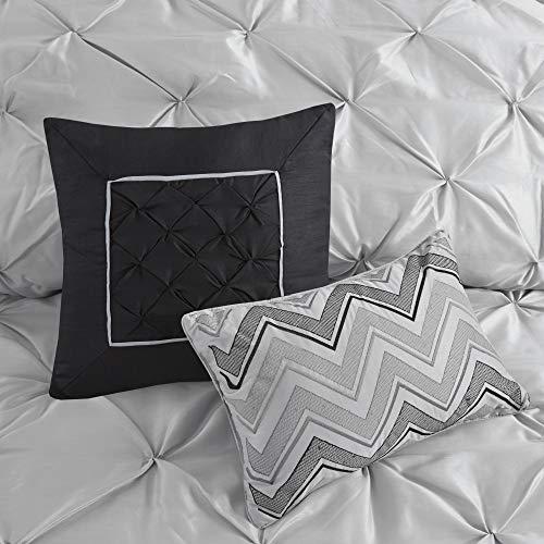 Madison Park Madison Park Laurel Cozy Comforter Set - Traditional Tufted Faux Silk Design, All Season Down Alternative Bedding with Matching Shams, Decorative Pillow, Grey Cal King(104\"x92\") 7 Piece