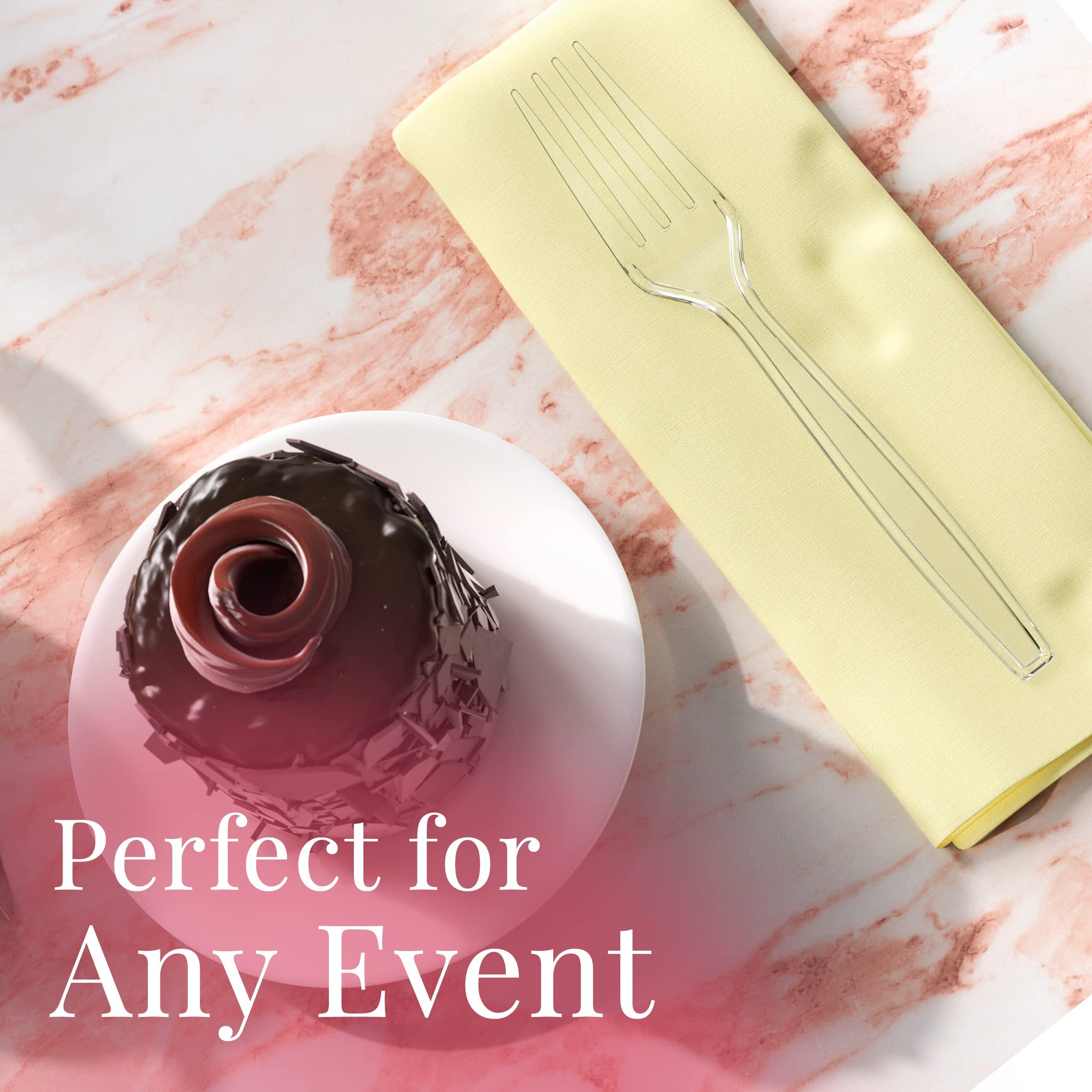 Prestee Prestee 300 Clear Plastic Forks - Fancy Plastic Silverware - Heavy-Duty Clear Plastic Silverware - Plastic Forks Disposable - Elegant Party Utensils - Suitable for Weddings, Holidays and Events