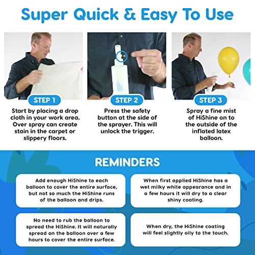 HI-FLOAT Hi-Shine Balloon Spray 8 oz - Instant Gloss & Vibrant Finish - Enhance Party Decor - Birthdays, Weddings, Special Events - Easy Application - Long-Lasting Results - Elevate Your Celebration