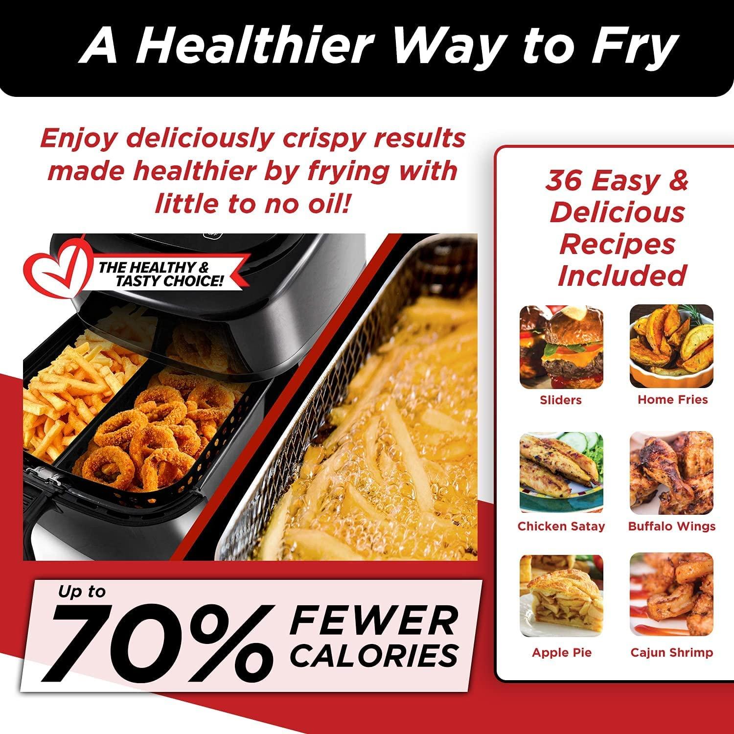Nuwave Nuwave 6-quart Brio Healthy Digital Air Fryer with One-Touch Digital Controls, 6 Preset Menu Functions & Removable Divider Insert, Black