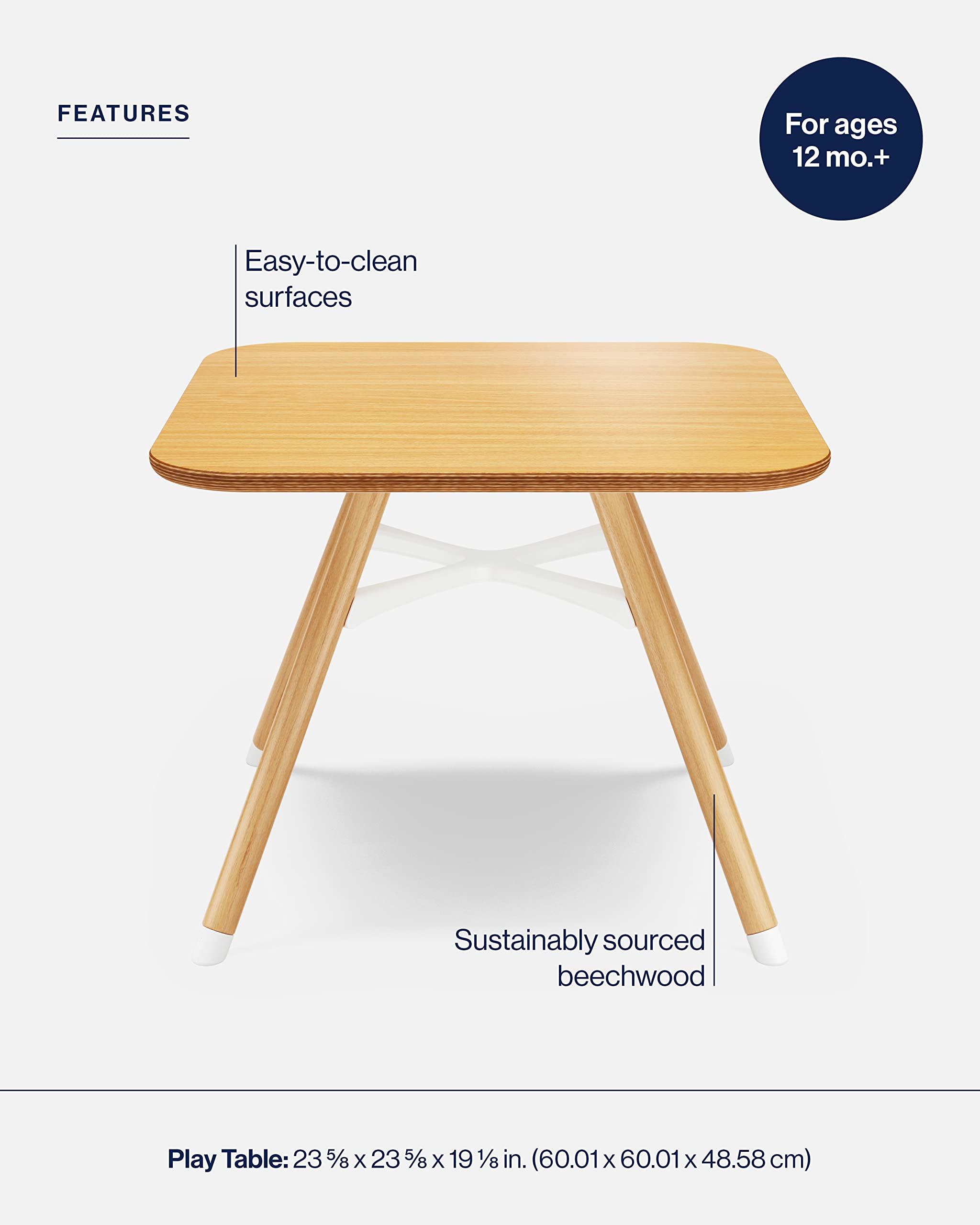 Lalo Lalo The Play Table, Wooden Preschool Table and Kids Activities Table with Easy to Clean Surface - Quick & Easy Set Up - Safe and Secure, 23 x 23 x 19 in - Natural