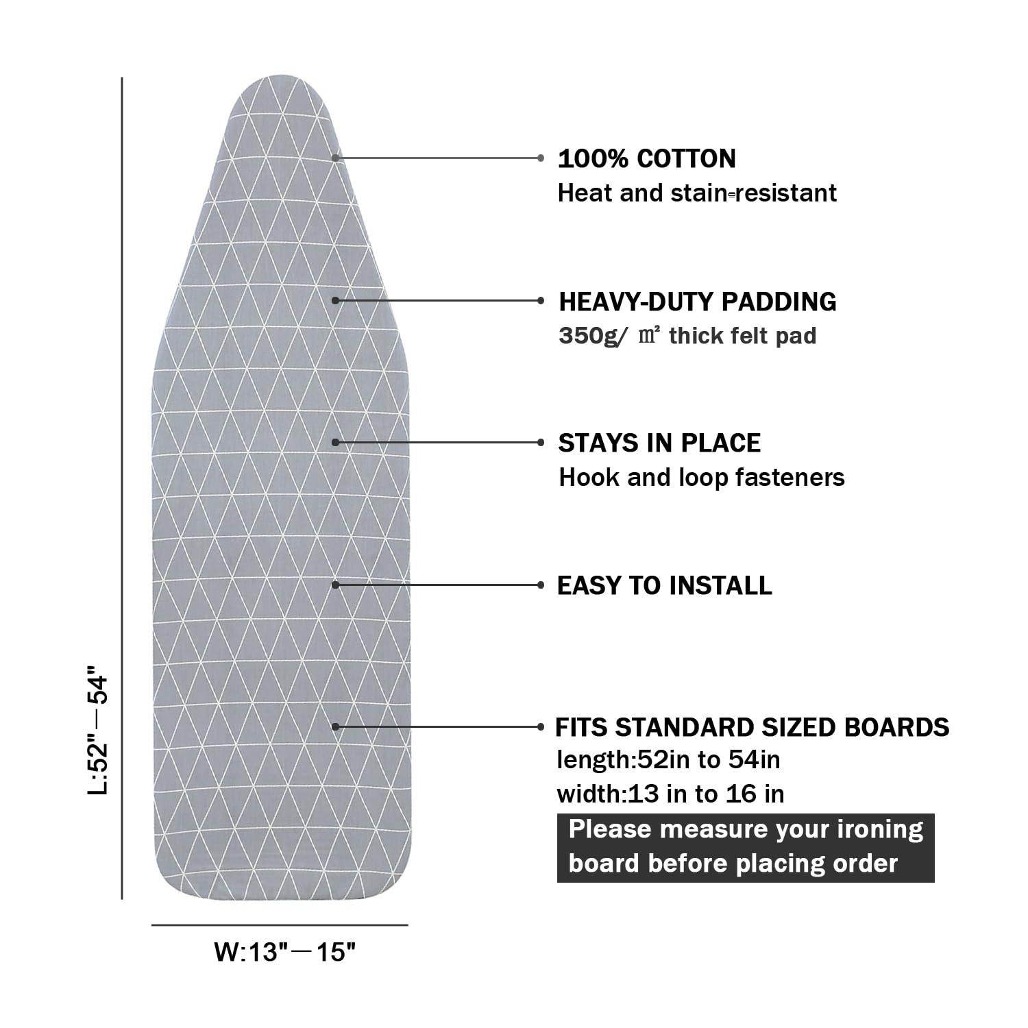 LCLW Ironing Board Cover and Pad Standard Size 15 x 54,3 Pairs of Hook and Loop Fastener Straps,Elastic Edges,Cotton Iron Board Cover with Scorch Resistant Thick Padding (Pattern G)