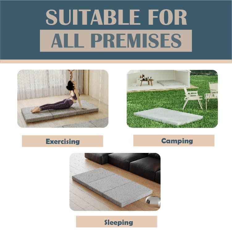 Dyonery Dyonery Folding Mattress, 4 Inch Full CertiPUR-US Certified Memory Foam Foldable Camping Mattress with Washable Cover, 75\"54\"4\", Grey