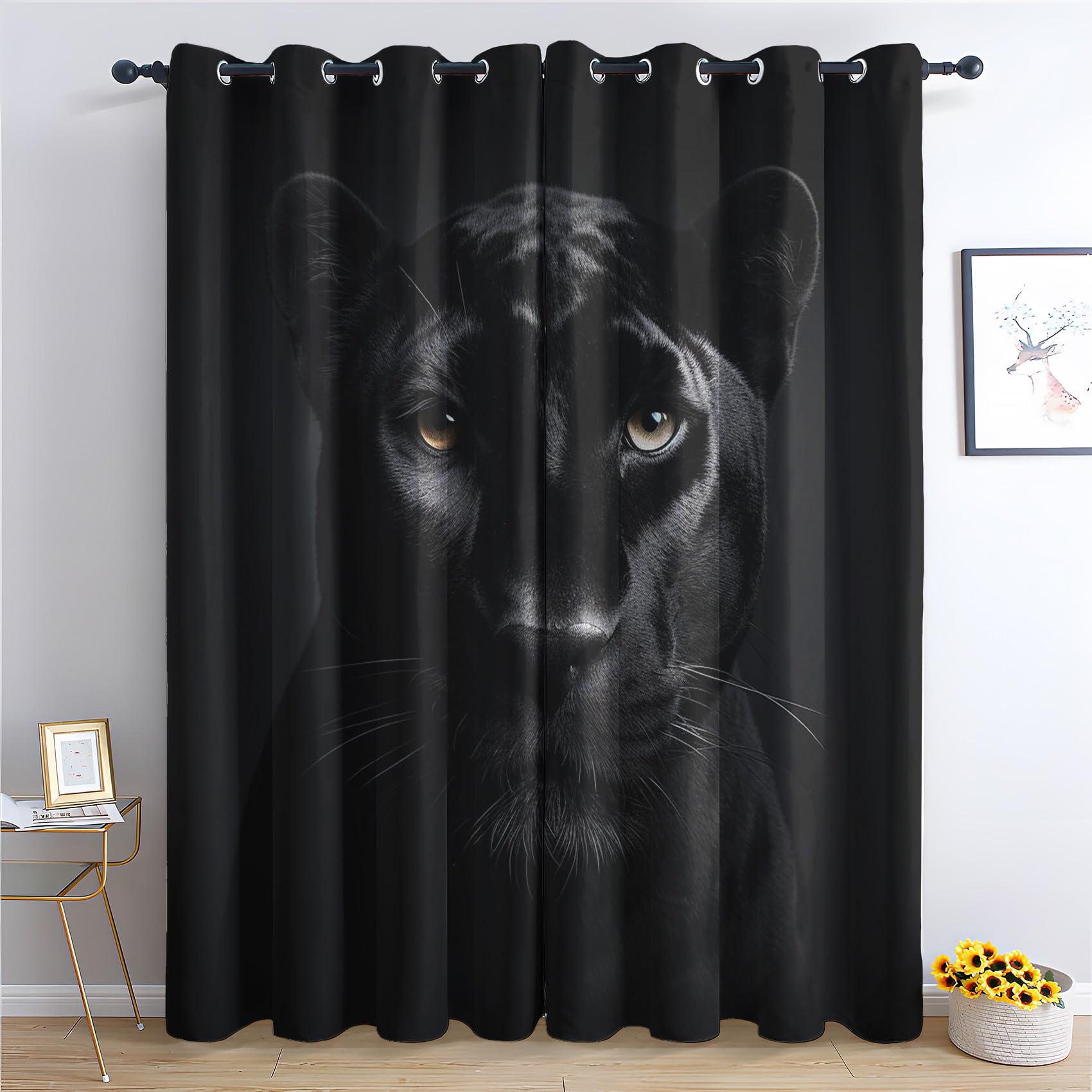 HomeLoft Basics HomeLoft Basics Black Panther Curtains, Black Blackout Curtains for Bedroom, Thermal Insulated Room Darkening Grommet Drapes for Living Room, Window Treatments, 72 Inch Curtains 2 Panel Set - SAD131