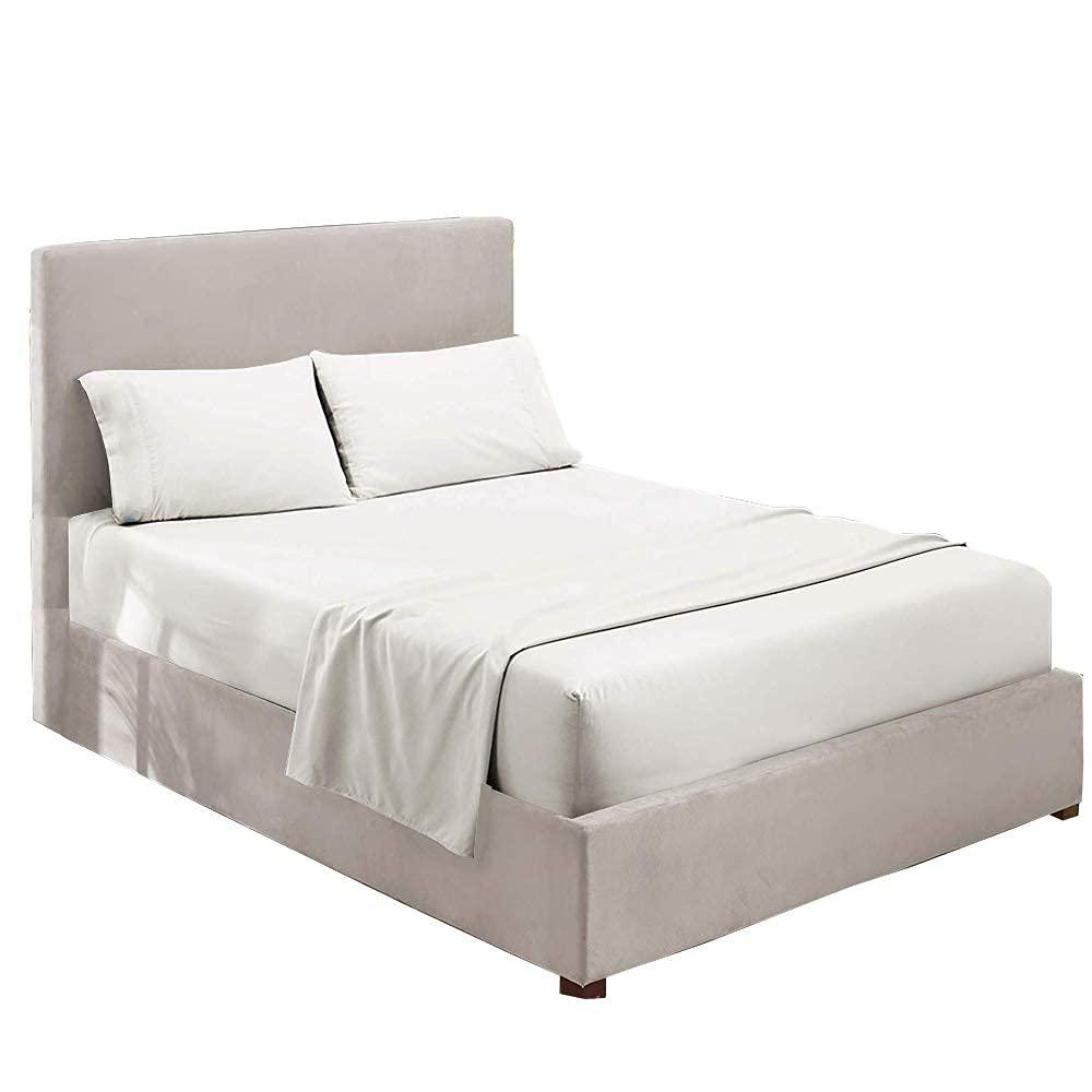 Cottington Lane California King Size Sheet Set-100% Egyptian Cotton Bed Sheets-400 TC Cotton Sheets-4 Piece Sheet Set Fits Mattress Upto 16 Inch Deep Pocket Fitted Sheet-72 x 84 Size Sheets for White Solid Bed