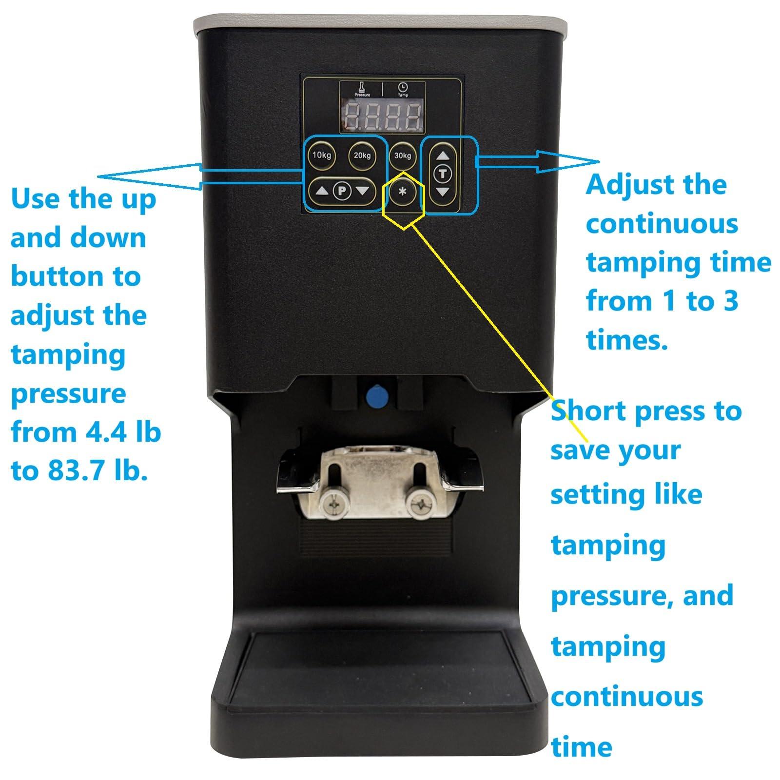 B&Q Electronic Automatic Coffee Tamper Machine - Precision Press for Perfect Espresso for Home & Commercial. Adjustable Pressure, Multi-Tamp, Hands Free Operation, Height Adjustable for Wide Range (Black)
