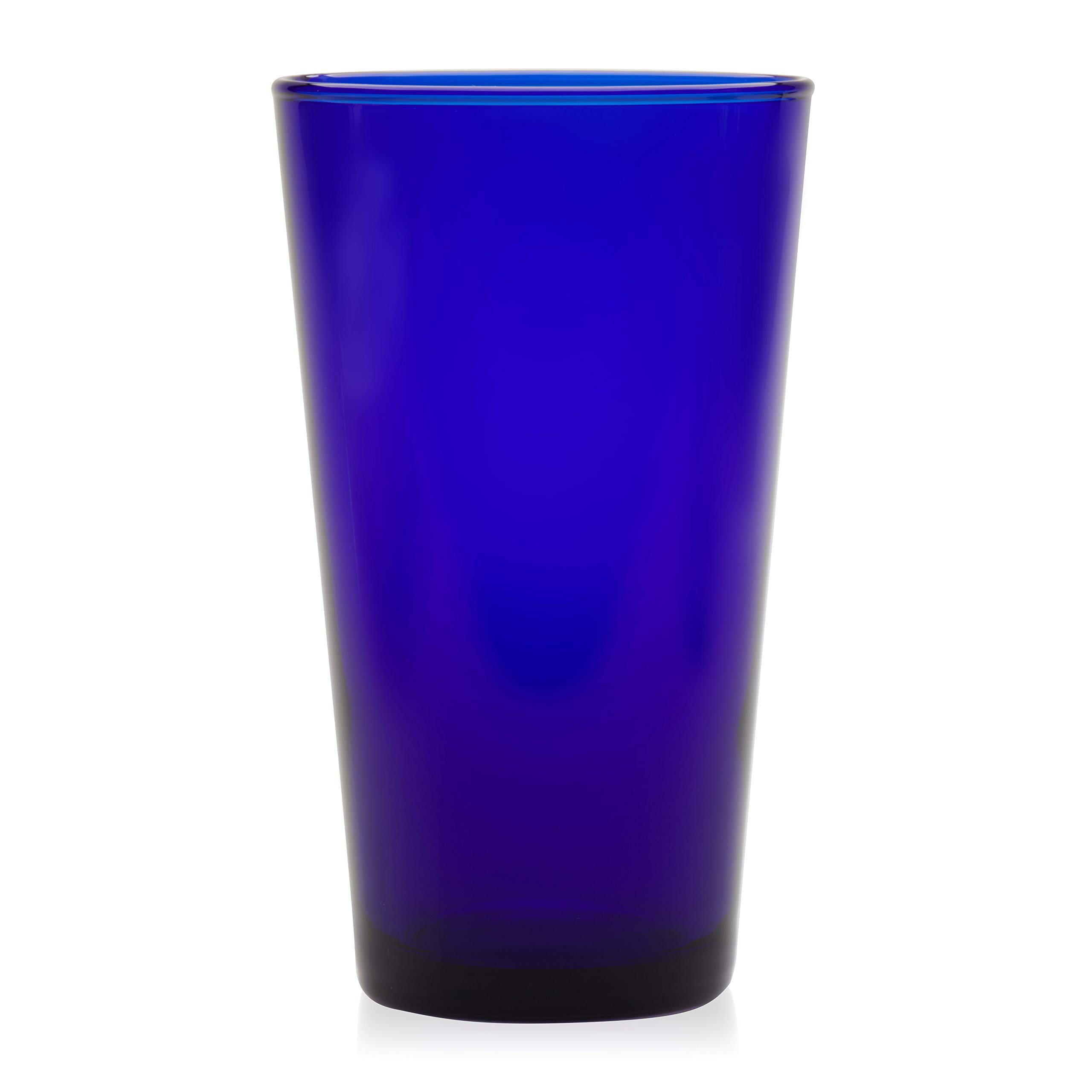 Libbey Libbey Cobalt Blue Drinking Glasses, Classic Design Flare Tumbler Glasses Set of 8, Dishwasher Safe Glass Drinking Glasses for Beverages