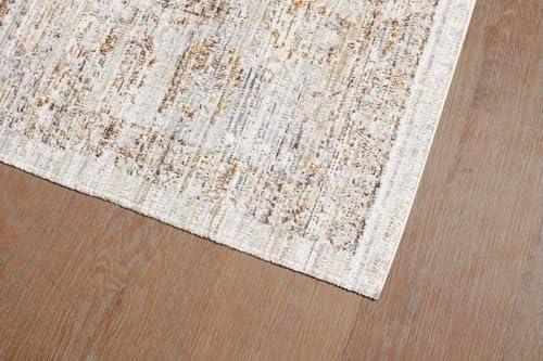 Obeetee Obeetee - Ava Machine Woven/Power Loomed Distressed Arabesc 8' x 10' Area Rug in Silver