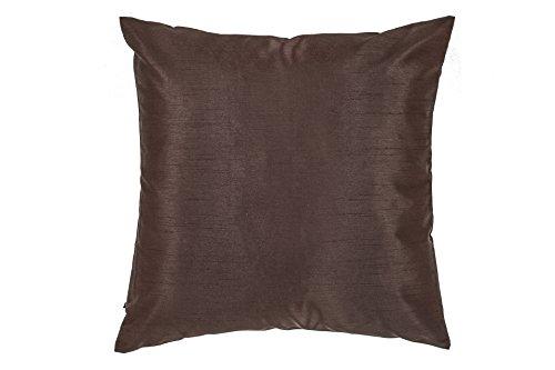 Alexandra DreamHome Solid Faux Silk Decorative Throw Pillow Cover with Zipper - 20\" X 20\" - Brown (Set of 2)