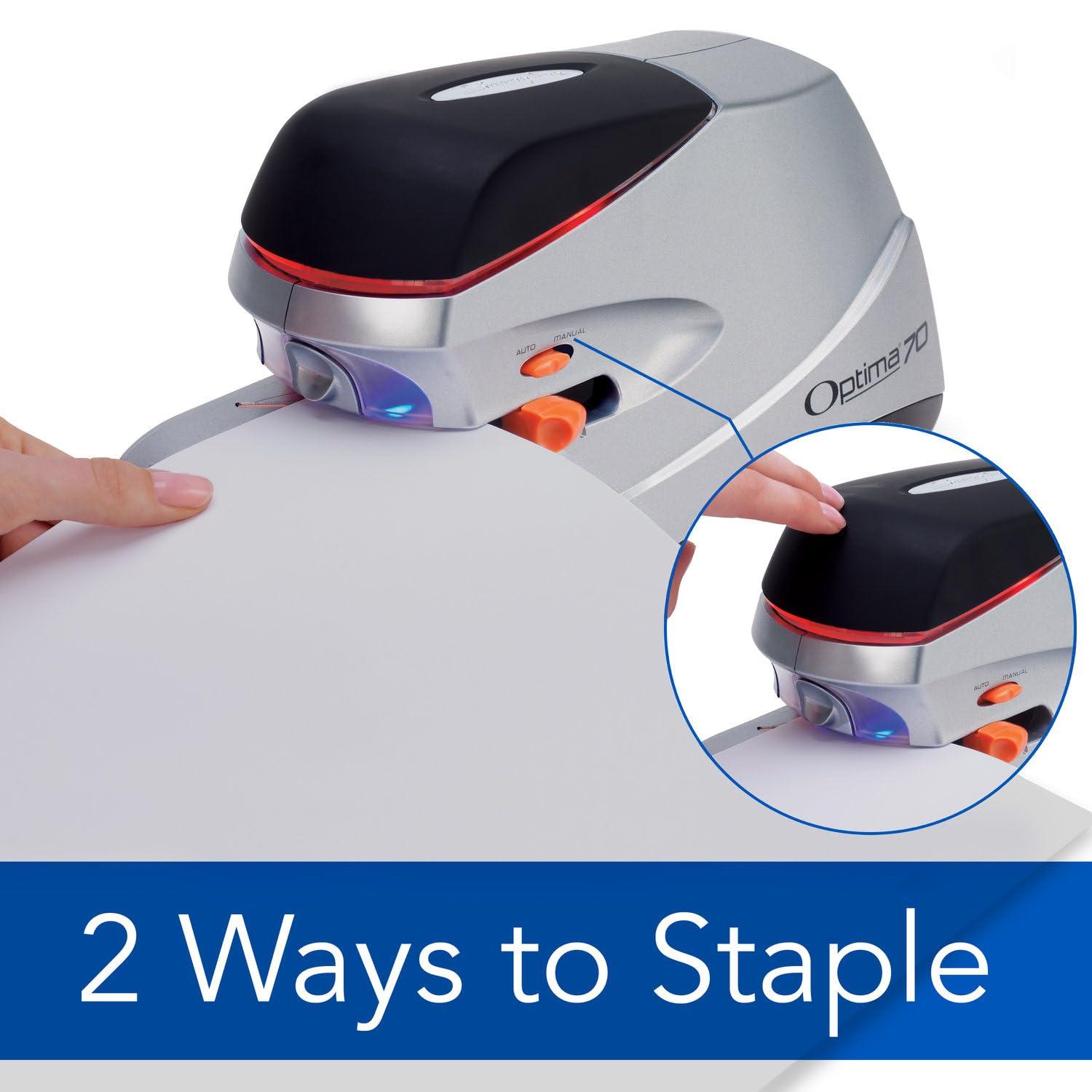 Swingline Swingline Electric Stapler, 70 Sheet Capacity, Optima 70, Jam Free, Auto or Manual, Black and Silver (48210)