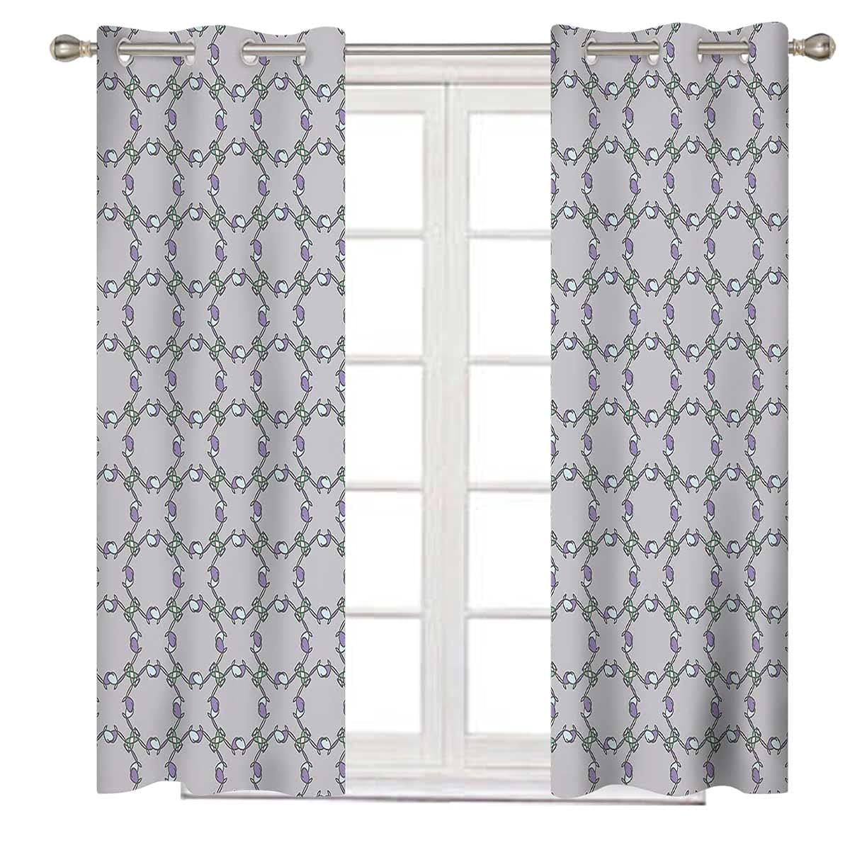 ViLJe Boho Blackout Curtains 72 Inches Length, Doodle Pastel Ornament Blackout Curtains for Living Room Darkening 63 x 72 Inch