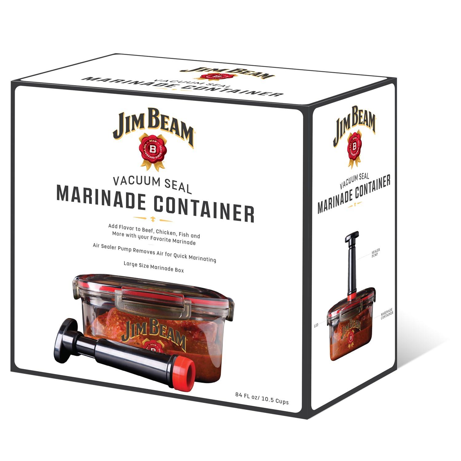 Jim Beam Jim Beam Vacuum Seal Marinade Box, Air Sealed Pump, Removes air from the Marinade Box, Speedy Marination Process, Barbecue and Grilling Marinator, Perfect Marination of Beef, Chicken and Fish