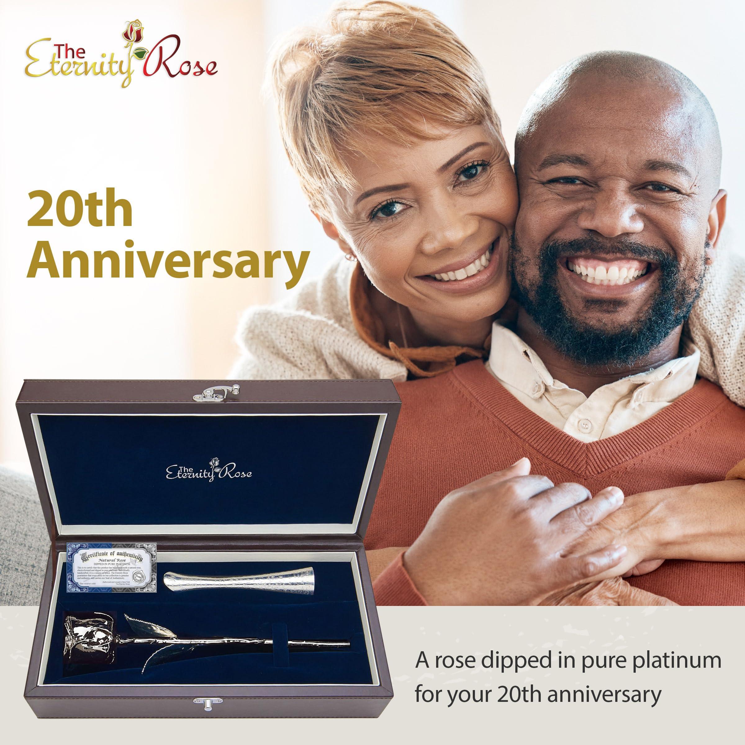 The Eternity Rose The Eternity Rose Platinum Dipped Rose with Matching Vase, Romantic Gifts for Her, Real Preserved Flower, 11.5\"